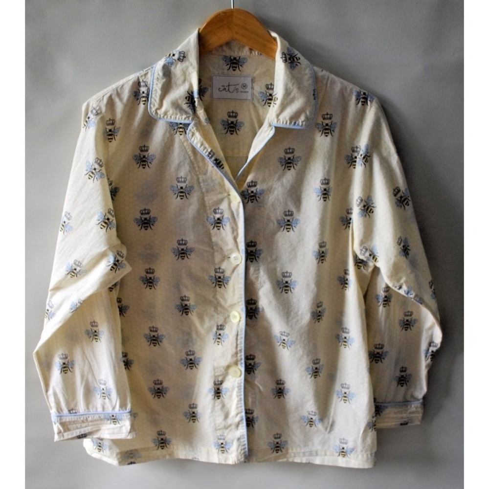 The Cat's Pajamas Women's M Pima Cotton Honey Queen Bee Pajama Top – Used